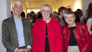 Gould (left) with his wife Odile (far right) and design professor Dr. Meredith Davis.