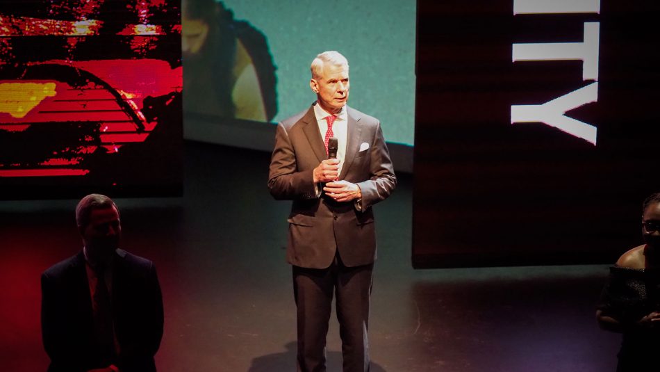Steve Angel speaking at the 2019 Red and White Night event